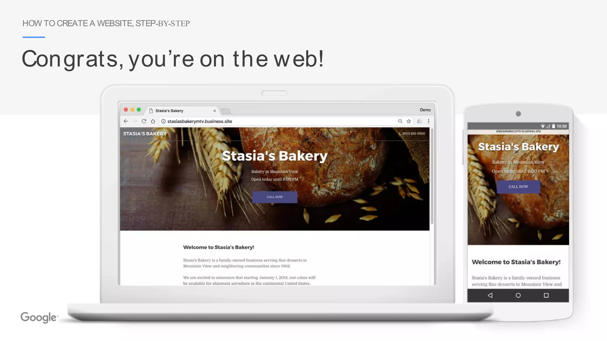 HOW TO CREATE A WEBSITE, STEP-BY-STEP
Congrats, you’re on the web!
 