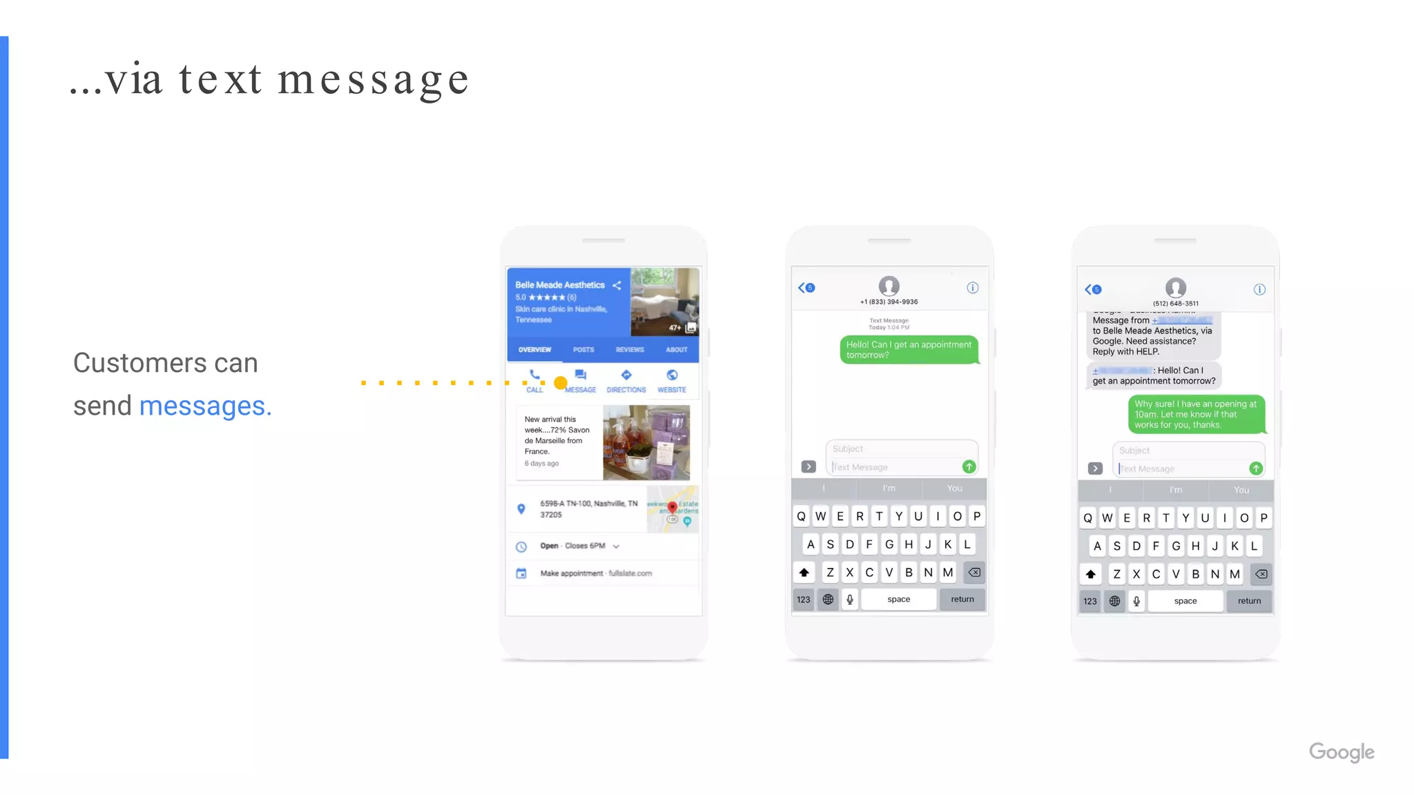 ...via text message
Customers can
send messages.
 