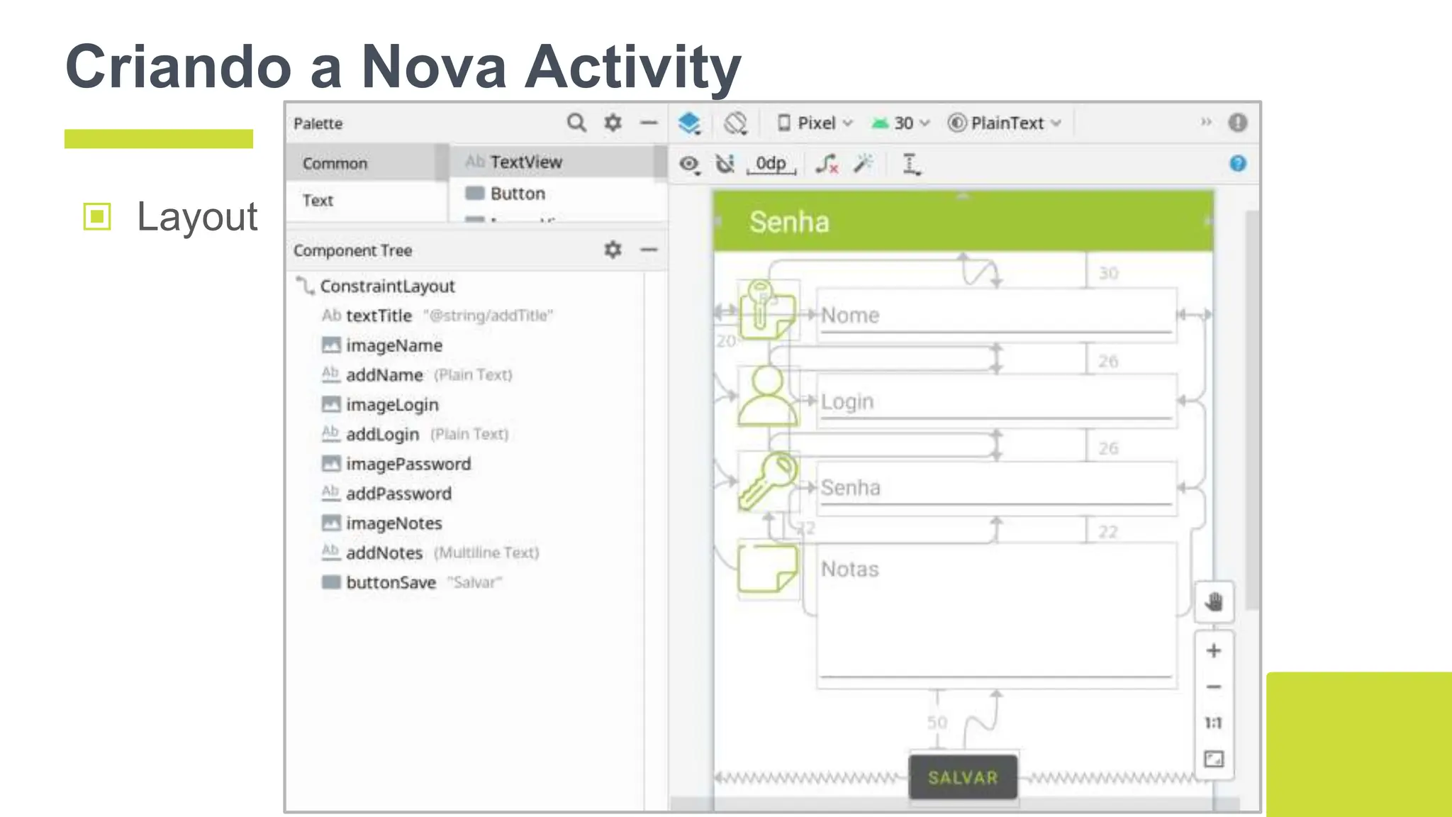 Criando a Nova Activity
▣ Layout
127
 