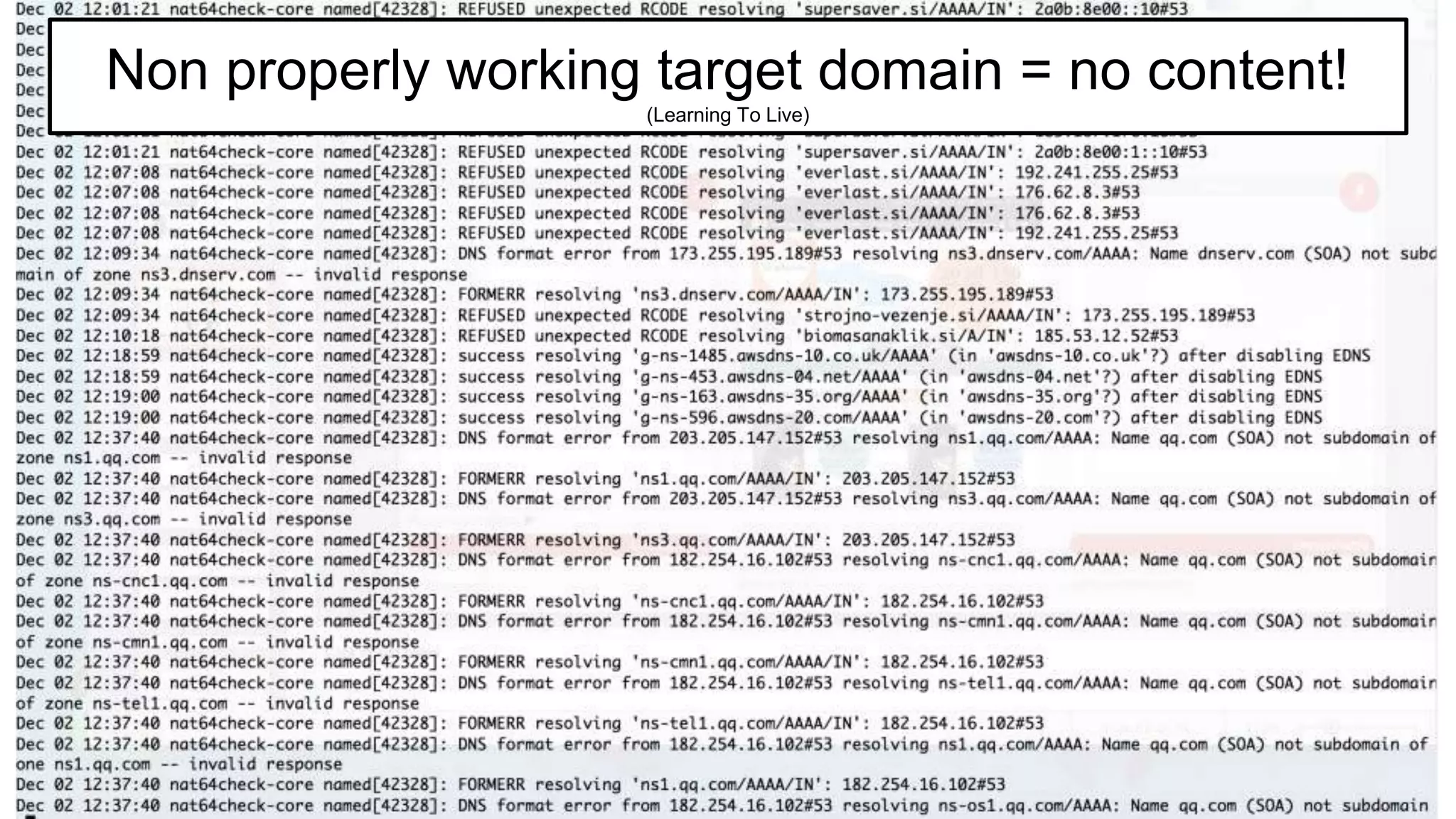 Non properly working target domain = no content!
(Learning To Live)
 