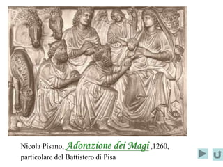 Nicola Pisano, Adorazione dei        Magi ,1260,
particolare del Battistero di Pisa
 