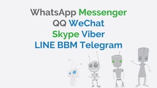WhatsApp Messenger
QQ WeChat
Skype Viber
LINE BBM Telegram
 