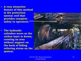 Basic equipments Longwall (coal)
AFC = Armored Face Conveyor
Prof. Dr. H.Z. Harraz Presentation
Caving methods
18
 