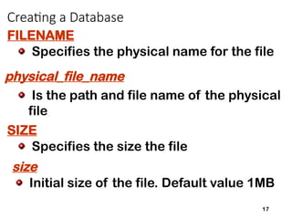 7-Maintenance-Database 1 MANAGING DATABSES, DATABASE FILES, AND TABLES.pptx