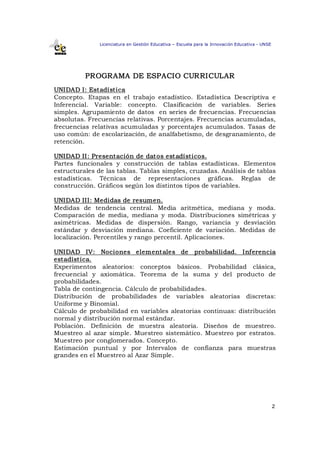 Licenciatura en Gestión Educativa – Escuela para la Innovación Educativa ­ UNSE




          PROGRAMA DE ESPACIO CURRICUL...