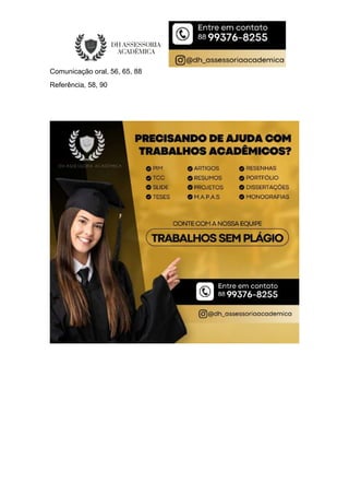 Comunicação oral, 56, 65, 88
Referência, 58, 90
 