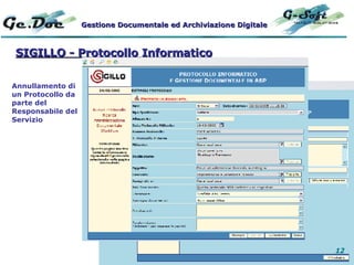 Annullamento di un Protocollo da parte del Responsabile del Servizio SIGILLO - Protocollo Informatico Gestione Documentale...