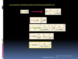La ecuación cartesiana del movimiento parabólico es:miércoles, 04 de mayo de 2011Dr. Segundo Morocho C.