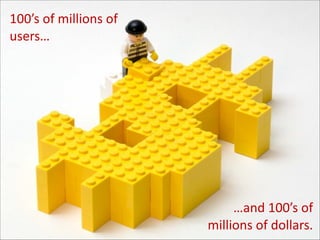 100’s	
  of	
  millions	
  of	
  
users…

…and	
  100’s	
  of	
  	
  
millions	
  of	
  dollars.

 