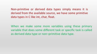 What is Non-primitive data type? | PPTX | Programming Languages | Computing