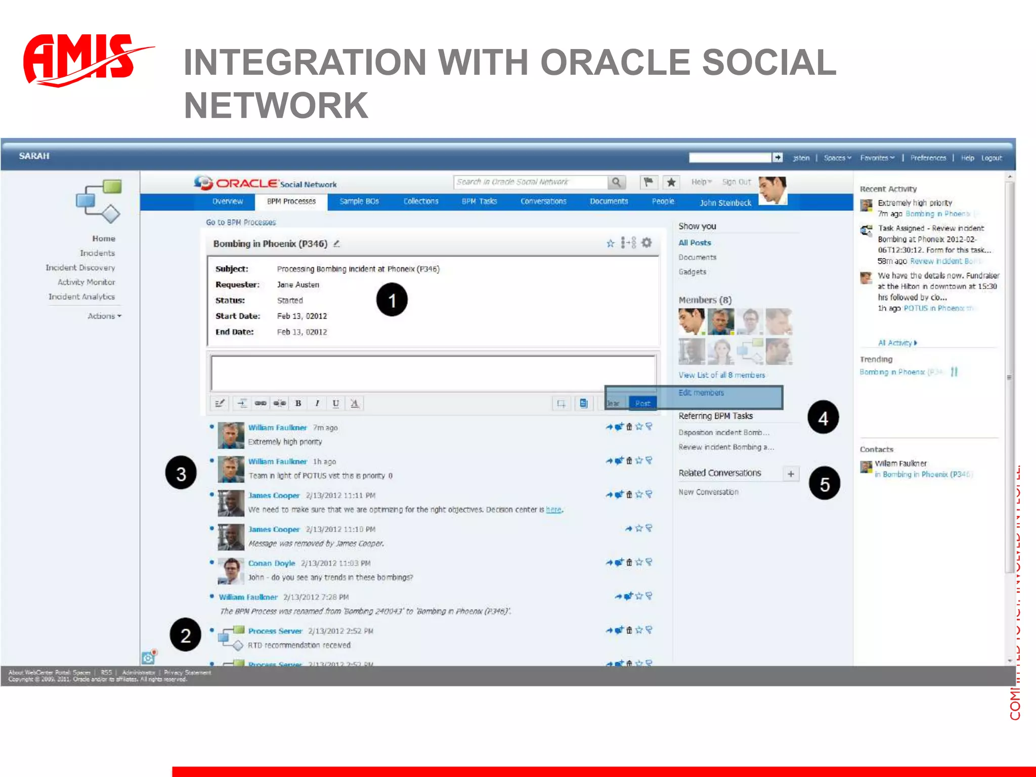 INTEGRATION WITH ORACLE SOCIAL
NETWORK
 