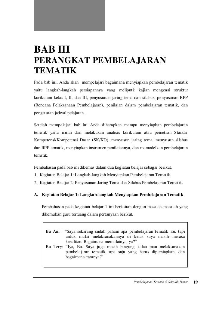 Pembelajaran Tematik Di Sekolah Dasar