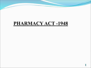 1
PHARMACY ACT -1948
MyPharmaGuide.Com
 