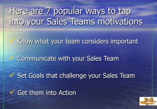 7 Popular Ways To Motivate Your Sales Team | PPT