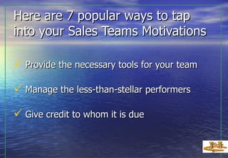 7 Popular Ways To Motivate Your Sales Team | PPT