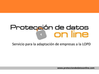 Servicio para la adaptación de empresas a la LOPD www.protecciondedatosonline.com 