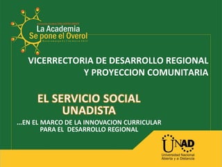 VICERRECTORIA DE DESARROLLO REGIONAL
           Y PROYECCION COMUNITARIA
 