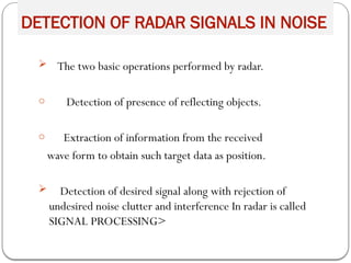 radar 2009 a 12 clutter rejection basics and mti | pdf... radar system unit 5 part 1 design and importance | PPTX