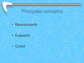 Principales conceptos: Reconocimiento Evaluación Control  