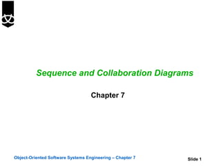 Sequence and Collaboration Diagrams

                                   Chapter 7




Object-Oriented Software Systems Engineering – Chapter 7   Slide 1
 