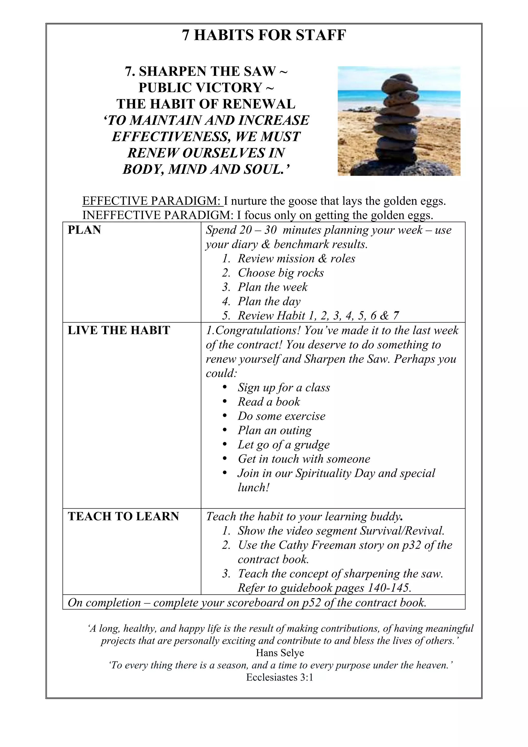 7. Sharpen the Saw | PDF