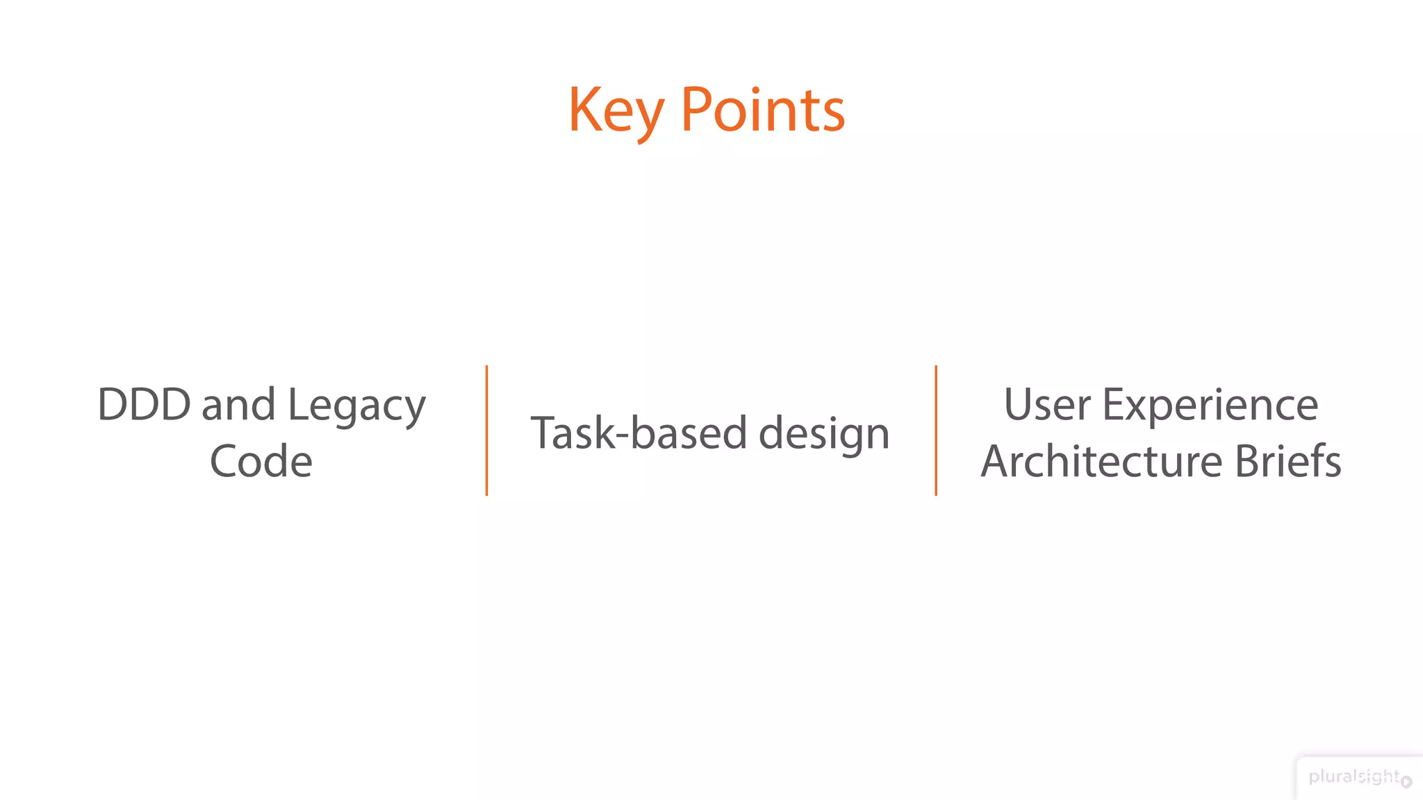 User Experience
Architecture Briefs
Task-based design
DDD and Legacy
Code
Key Points
 