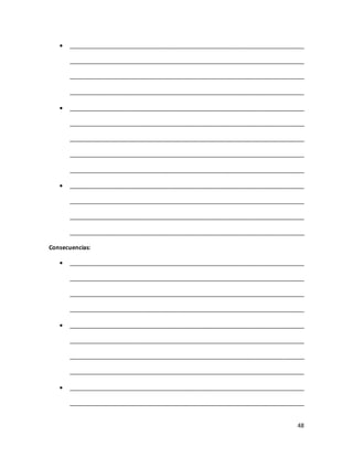 48
• __________________________________________________________________________
__________________________________________________________________________
__________________________________________________________________________
__________________________________________________________________________
• __________________________________________________________________________
__________________________________________________________________________
__________________________________________________________________________
__________________________________________________________________________
__________________________________________________________________________
• __________________________________________________________________________
__________________________________________________________________________
__________________________________________________________________________
__________________________________________________________________________
Consecuencias:
• __________________________________________________________________________
__________________________________________________________________________
__________________________________________________________________________
__________________________________________________________________________
• __________________________________________________________________________
__________________________________________________________________________
__________________________________________________________________________
__________________________________________________________________________
• __________________________________________________________________________
__________________________________________________________________________
 