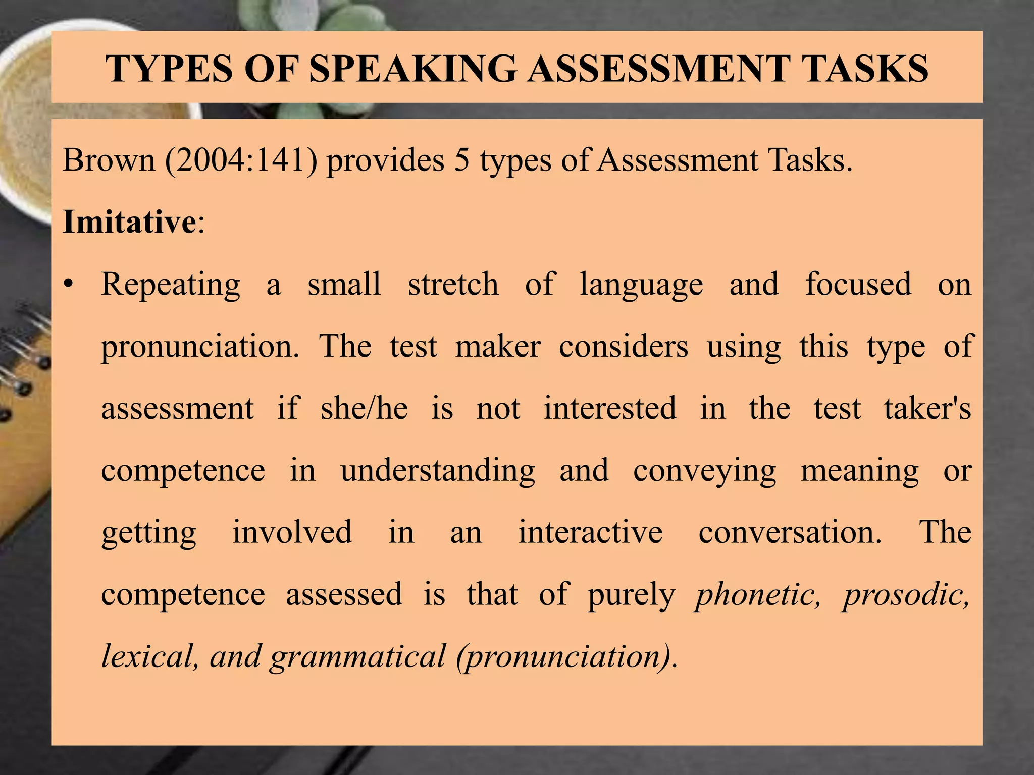ASSESSMENT: SPEAKING COMPREHENSION ASSESSMENT | PPT