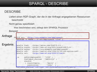 SPARQL – Alternative Muster UNION Angabe alternativer Teile eines Musters 