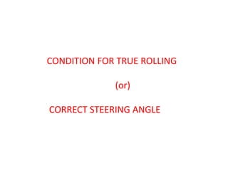 CONDITION FOR TRUE ROLLING
(or)
CORRECT STEERING ANGLE
 