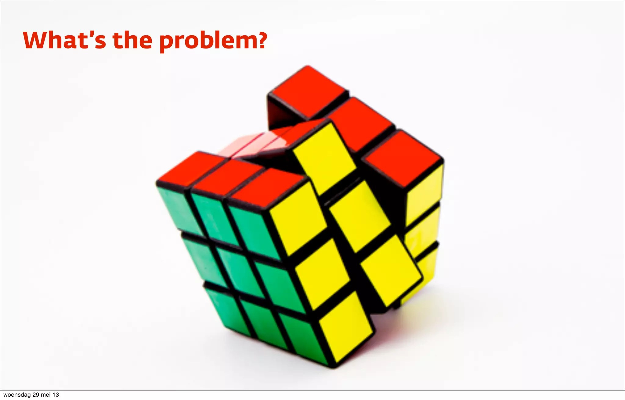 What’s the problem?
woensdag 29 mei 13
 