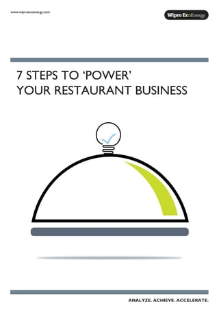 7 STEPS TO ‘POWER’
YOUR RESTAURANT BUSINESS
ANALYZE. ACHIEVE. ACCELERATE.
www.wiproecoenergy.com
 