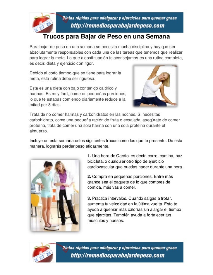 trucos para bajar de peso en una semana trucos para bajar de peso en una semana