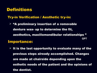 7 try-in of the wax trial complete denture | PPT