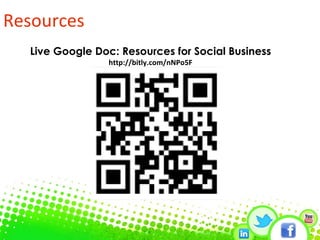 Resources Live Google Doc: Resources for Social Business http://bitly.com/nNPo5F 