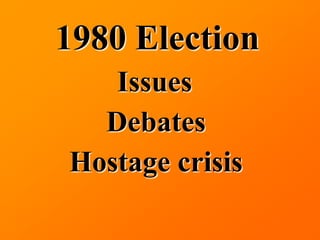 1980 Election
   Issues
  Debates
Hostage crisis
 