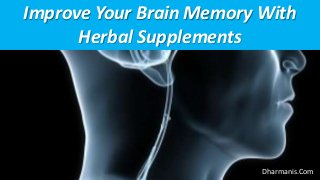 Improve Your Brain Memory With
Herbal Supplements
Dharmanis.Com
 