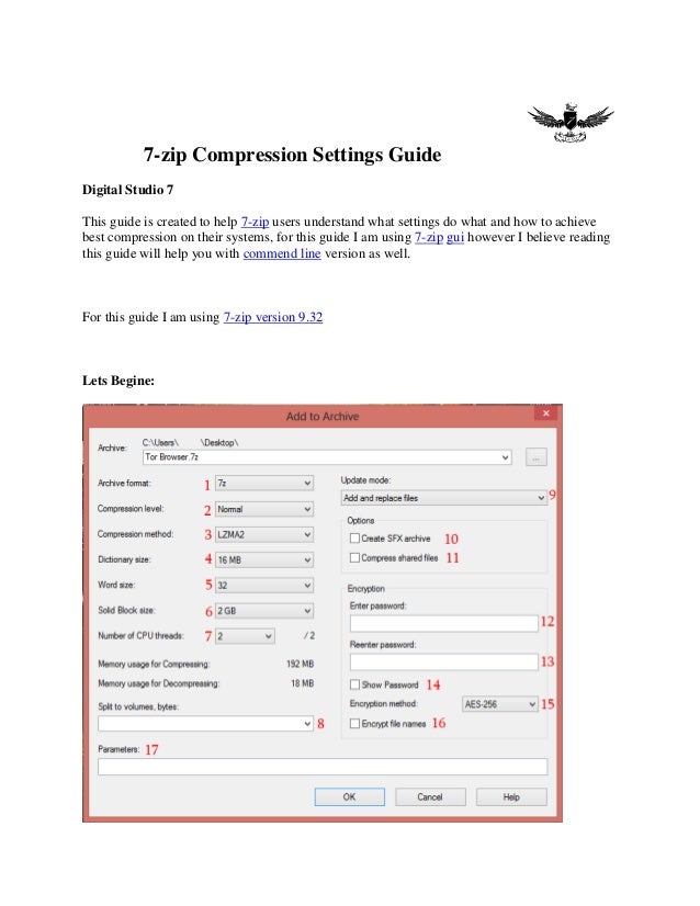 7 zip compression settings guide 7zip dictionary size