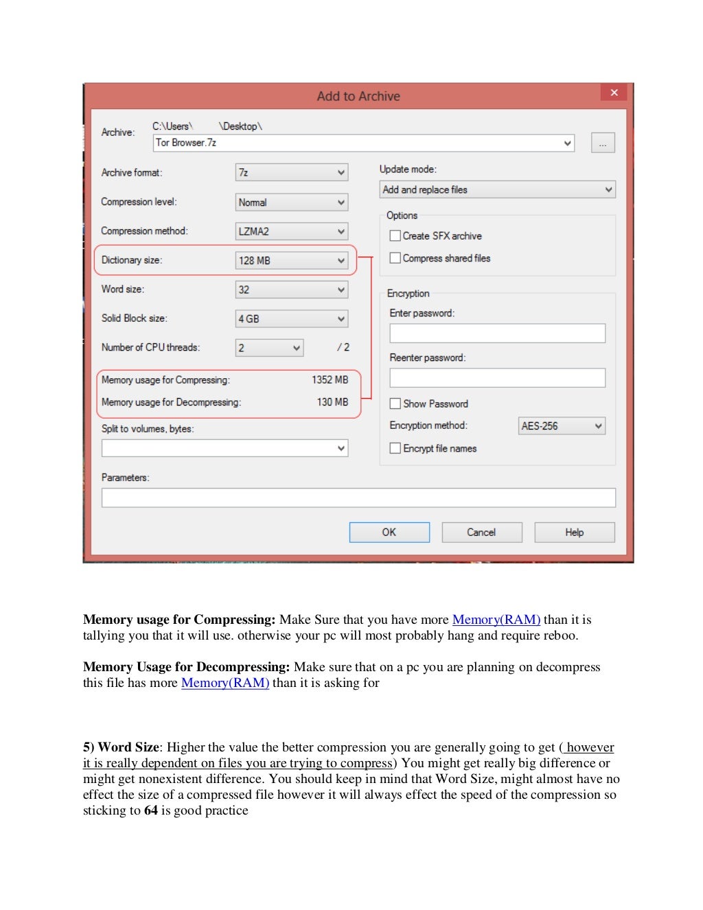 7-zip compression settings guide