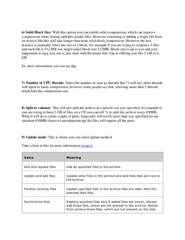 7 zip compression settings guide 7zip dictionary size