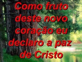Como frutoComo fruto
deste novodeste novo
coração eucoração eu
declaro a pazdeclaro a paz
de Cristode Cristo
 