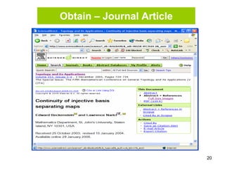 20
Obtain – Journal Article
 