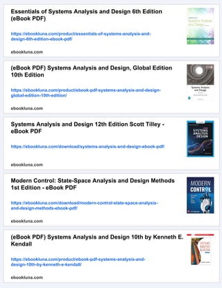(eBook PDF) Modern Systems Analysis and Design 8th Valacich | PDF