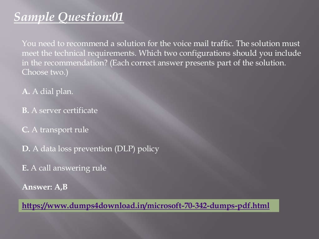 Valid Microsoft 70342 Exam Questions 70342 Questions Answers Dum…