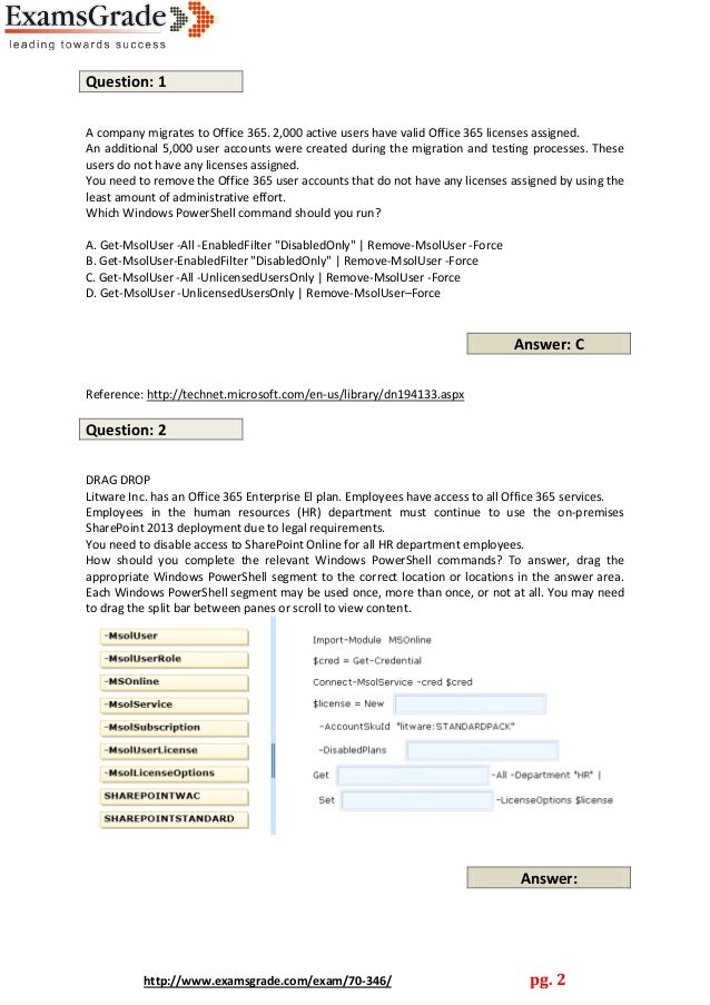 70-346 Practice Questions