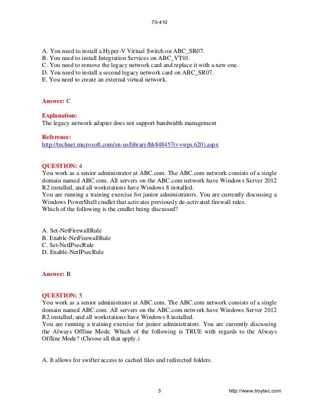 70 410 Exam Installing And Configuring Windows Server 12 70 410 Exam Installing And Configuring Windows Server 12