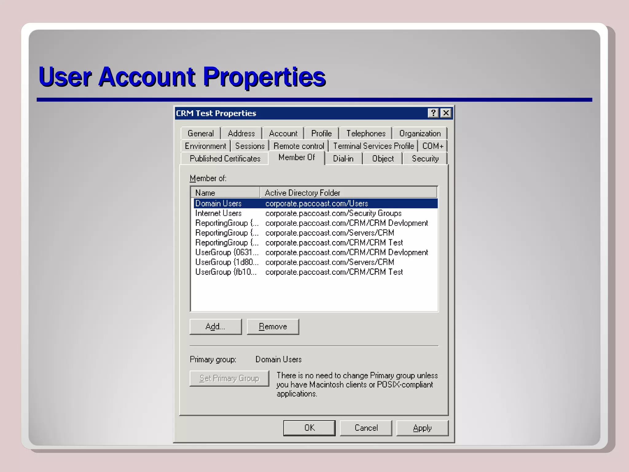 User Account Properties 