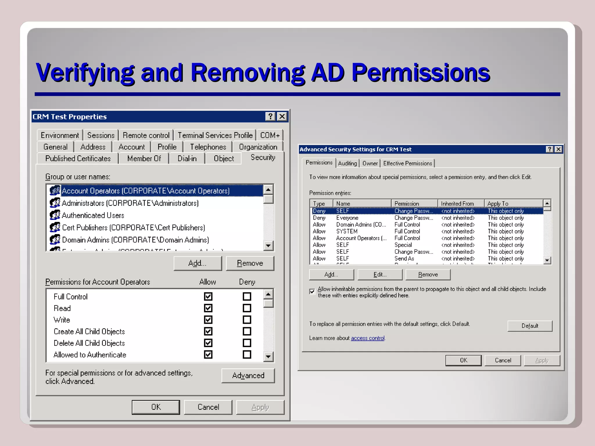 Verifying and Removing AD Permissions 