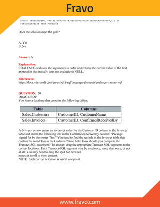 Solved Practice questions for Microsoft Querying Data with Transact-SQL ...