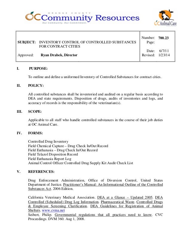 700 23 inventory control of controlled substances for inventory control job description